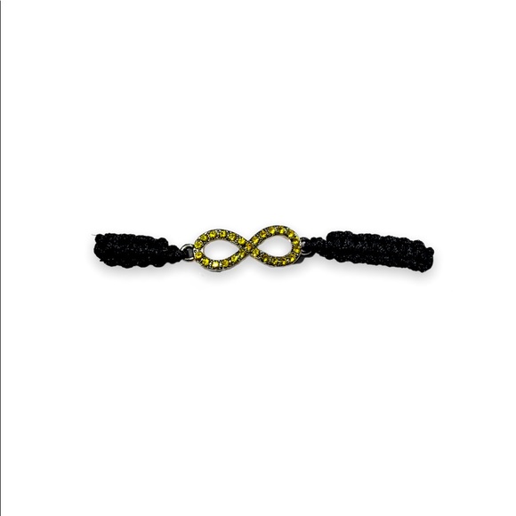 Black & Yellow Retro Rhinestone Studded Infinity Adjustable Bracelet - Picture 2 of 4